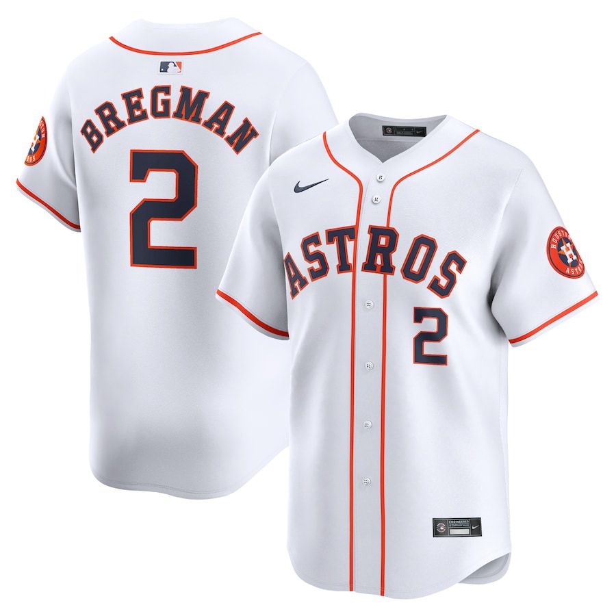 Men Houston Astros #2 Alex Bregman Nike White Home Limited Player MLB Jersey